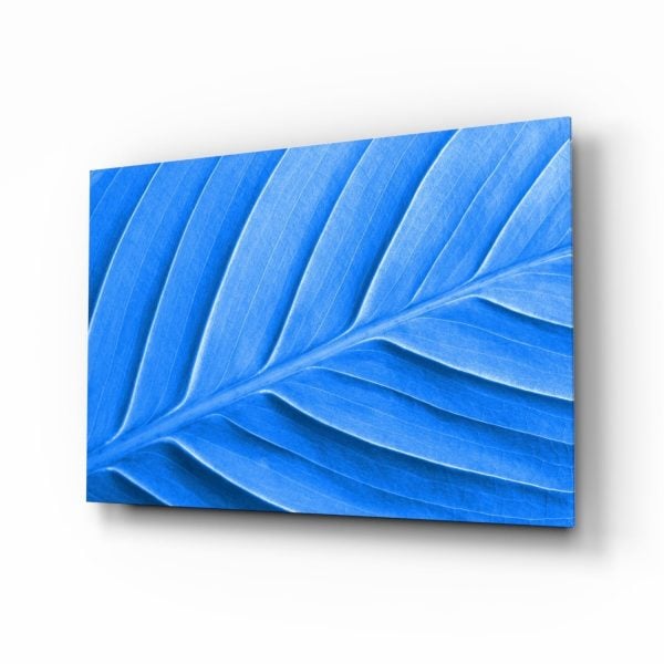 Blue Leaf Glass Wall Art | Bed Sava