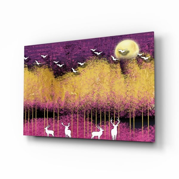 Birds and Deers Glass Wall Art | Bed Sava