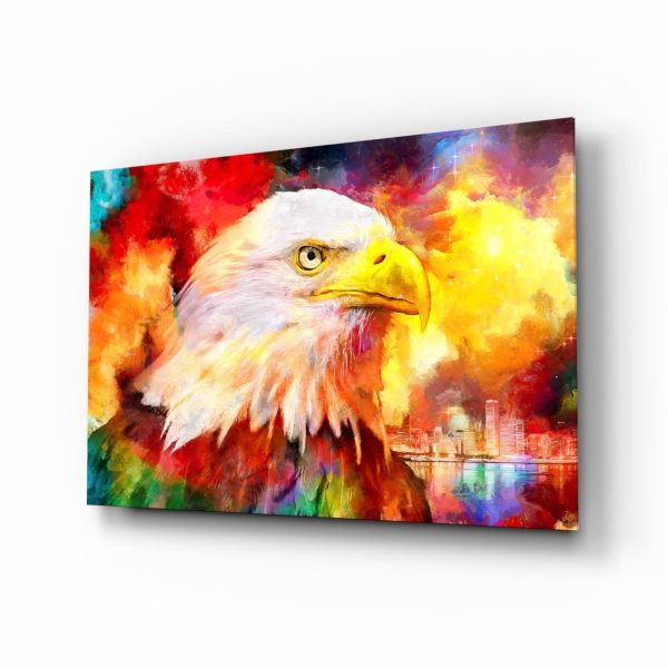 Colorful Eagle Glass Wall Art | Bed Sava