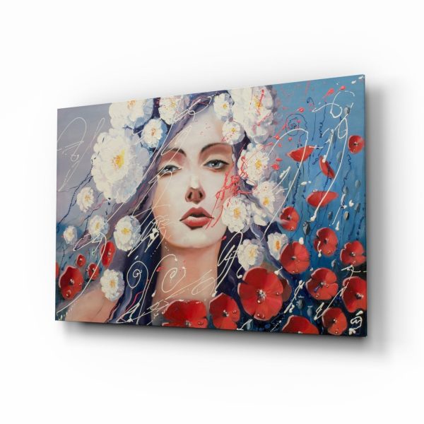 Women and Flowers Glass Wall Art | Bed Sava