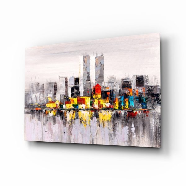 Abstract City Glass Wall Art | Bed Sava