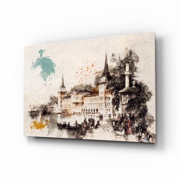 Tower Illustration Glass Wall Art | Bed Sava
