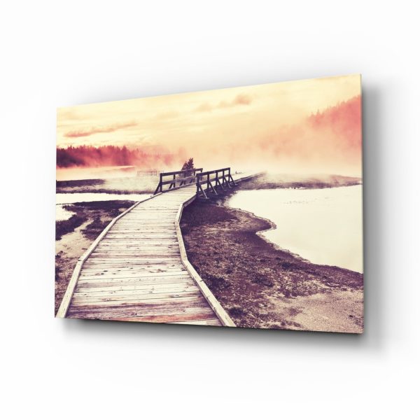 Dock in the Fog Glass Wall Art | Bed Sava