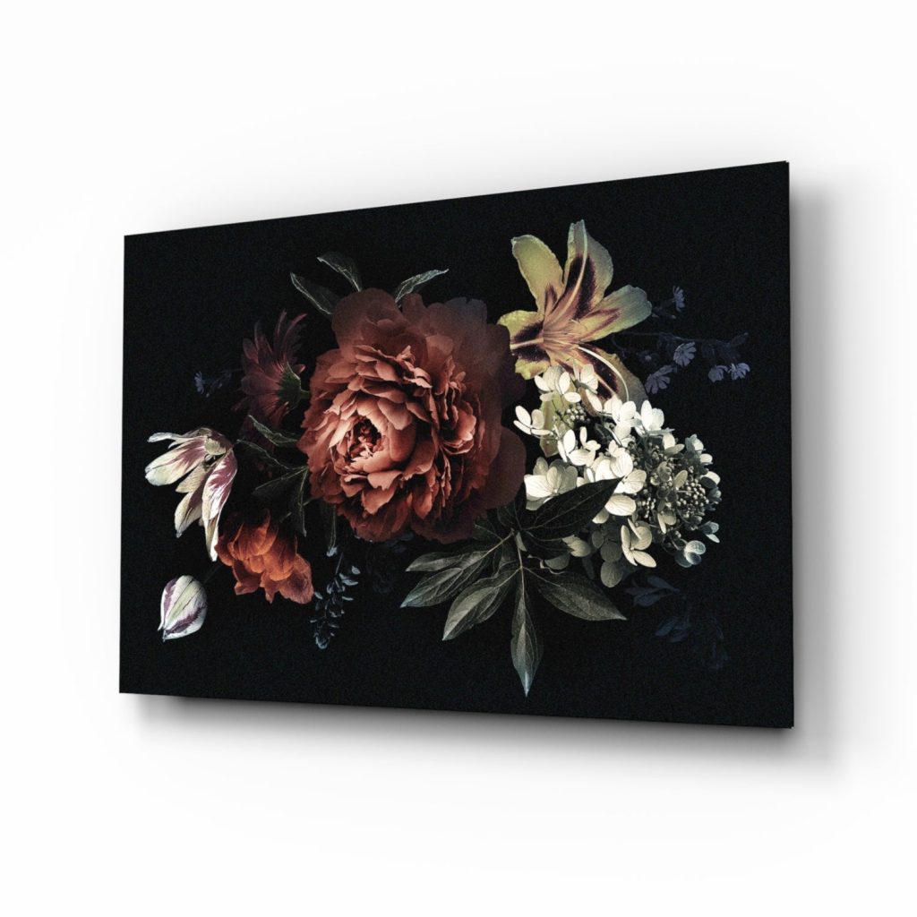Floral Pattern Glass Wall Art | Bed Sava