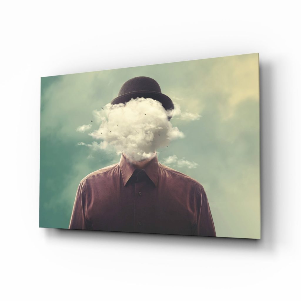 Cloud Man Glass Wall Art | Bed Sava