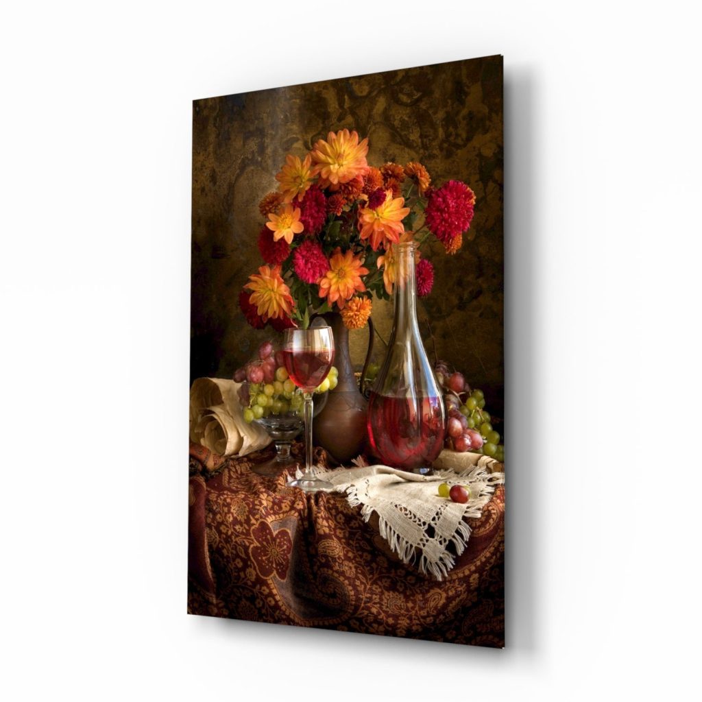 Chalice and Flowers Glass Wall Art | Bed Sava