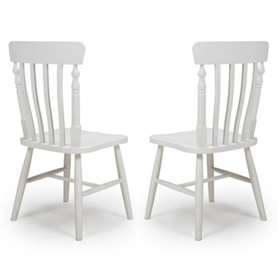 Oxford Wooden White Slat Back Dining Chairs In A Pair