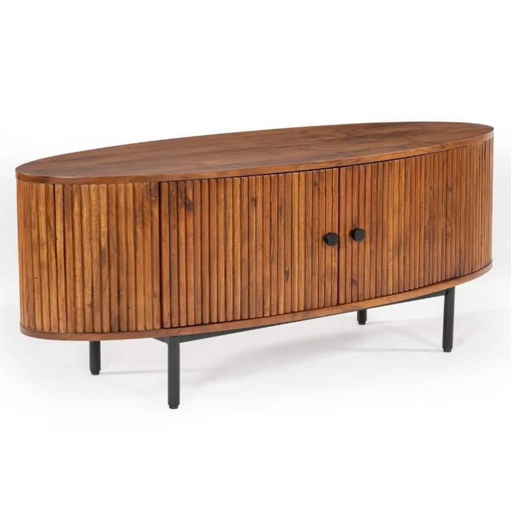 Plano Wooden TV Stand With 2 Doors In Walnut