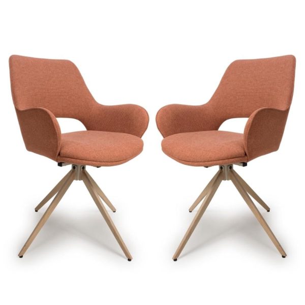 Playa Brick Fabric Dining Chairs In Pair | Bed Sava