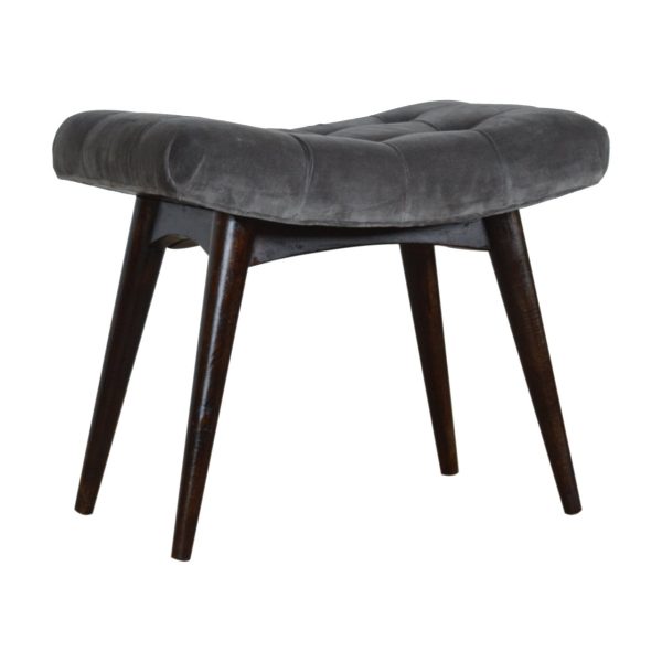 Grey Cotton Velvet Curved Bench | Bed Sava