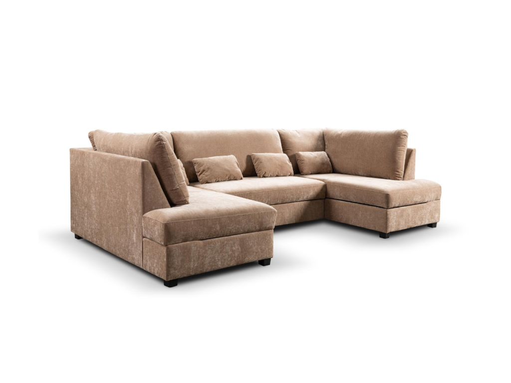 Meridian U Shape Sofa Bed with Storage in Mocha Fabric