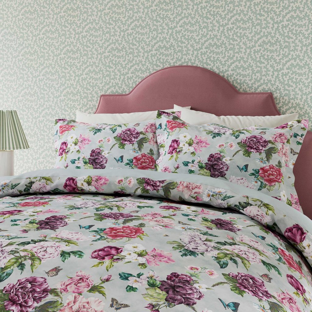 Sanderson x National Trust Summer Peony Super Kingsize Duvet Cover SET, Vineyard Rose
