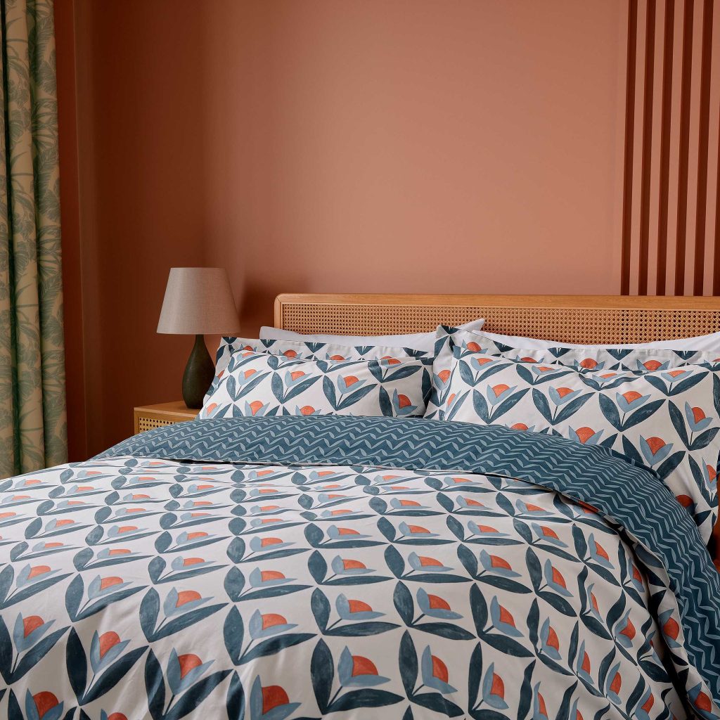 Scion Tulip Trellis Single Duvet Cover SET, Navy