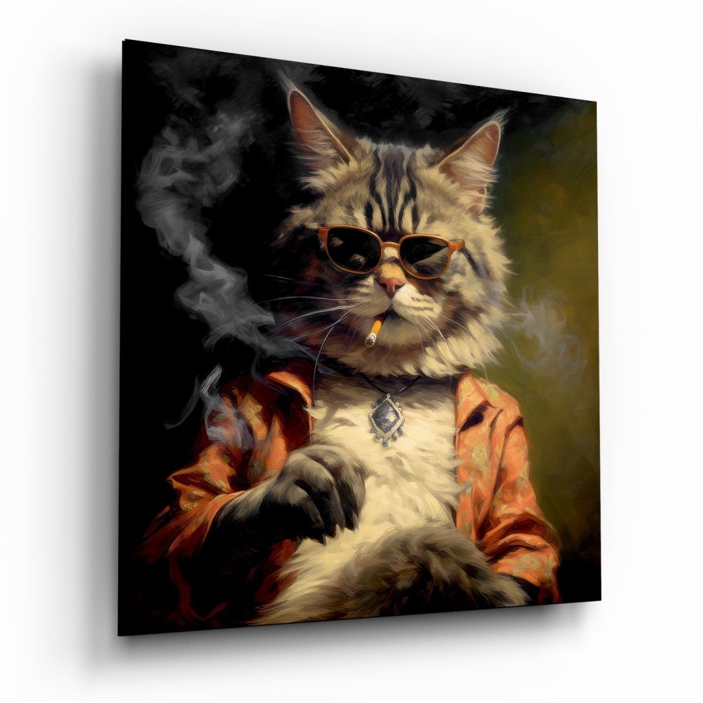 The Coolest Cat V2 Glass Wall Art