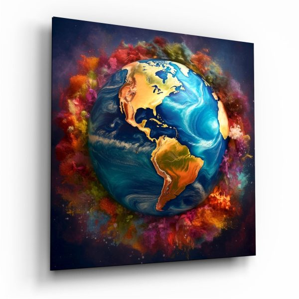 Color Explosions On Earth Glass Wall Art|| Designers Collection | Bed Sava