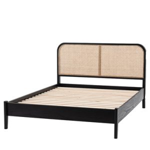 Black and Rattan Bed 150 x 200 king | Bed Sava