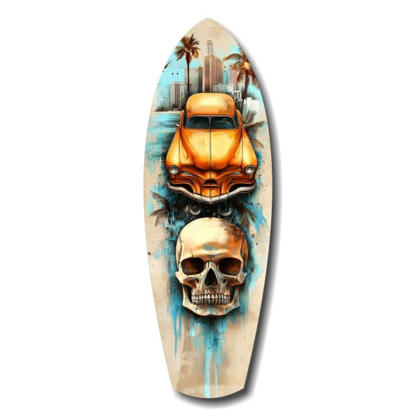 Retro Rides Rebel Skulls Glass Wall Art | Bed Sava