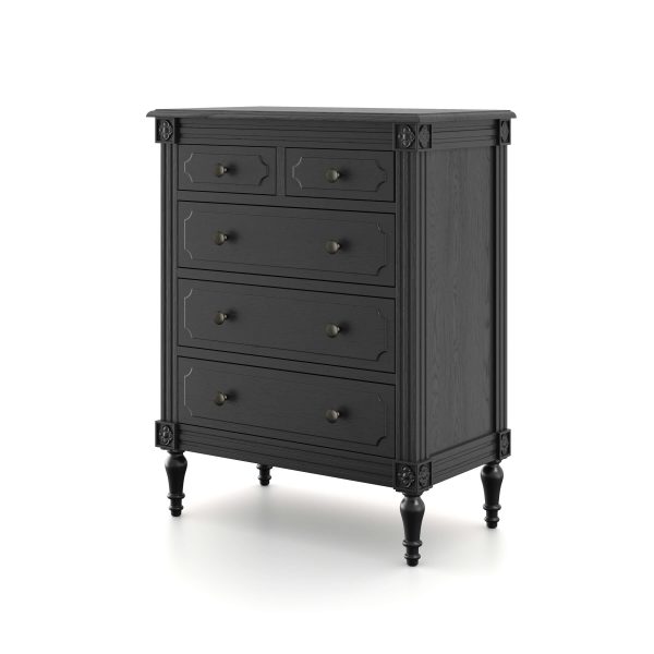 Casterton 5 Drawer Chest  Black | Bed Sava