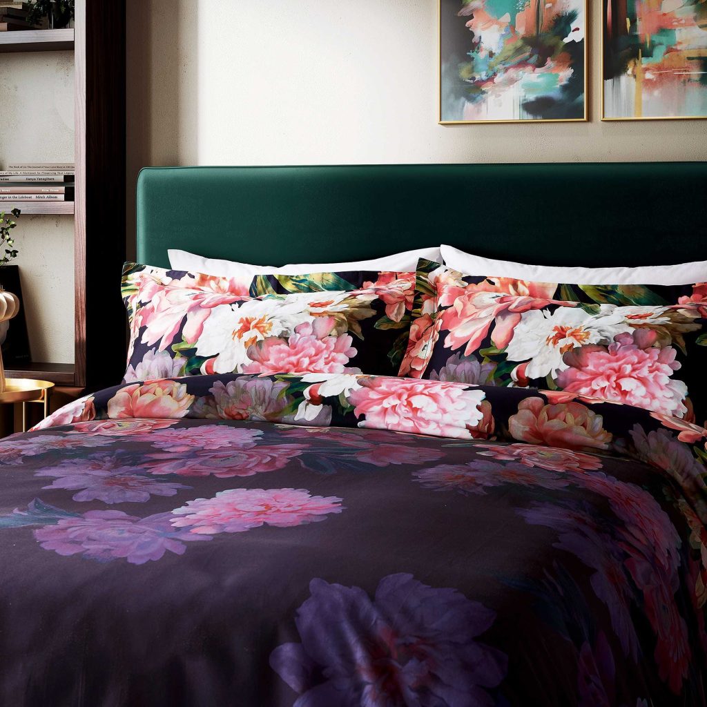 Ted Baker Painted Posy Double Duvet Cover SET, Navy