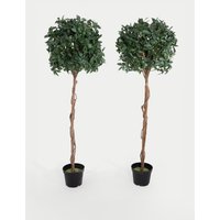 Blooming Artificial 6ft Set of 2 Artificial Floor Standing Bay Trees - Green, Green