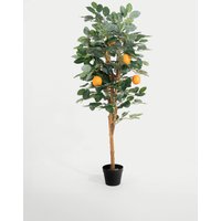 Blooming Artificial 5ft Artificial Orange Tree in Pot - Green, Green