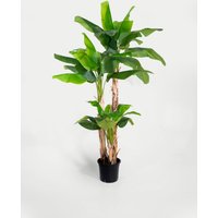 Blooming Artificial 8ft Artificial Musa Basjoo Tree in Pot - Green, Green