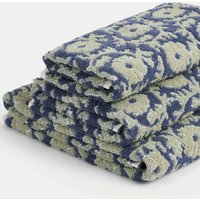 M&S Collection Pure Cotton Silhouette Floral Towel - BATH - Navy Mix, Navy Mix,Ochre