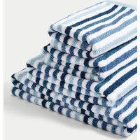 M&S Collection Pure Cotton Striped Towel - EXL - Blue, Green,Blue,Natural
