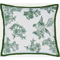 Burleigh X Bedeck Of Belfast Pure Cotton Hibiscus Embroidered Cushion - Green Mix, Green Mix