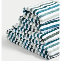 M&S Collection Pure Cotton Striped Towel - BATH - Green, Blue,Green,Natural