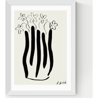 East End Prints Abstract Vase Framed Art - A1 - White, White,Natural,Black