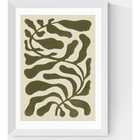 East End Prints One Hundred Leaved Plant Green Framed Art - A3 - White, Black,Natural,White