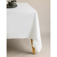 MS Collection Pure Cotton Sateen Tablecloth  White White | Bed Sava