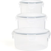 MS Collection Set of 3 Round Clip Storage Containers  Grey Grey | Bed Sava