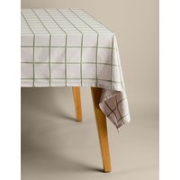 MS Collection Pure Cotton Woven Checked Tablecloth  Green Green | Bed Sava