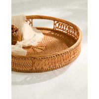 MS Collection Rattan Round Tray  Natural Natural | Bed Sava