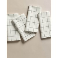 MS Collection Set of 4 Cotton with Linen Linear Check Napkins  Charcoal Charcoal | Bed Sava