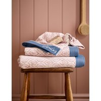 Joules Pure Cotton Leaf Trellis Geometric Towel - BATH - Pink, Pink