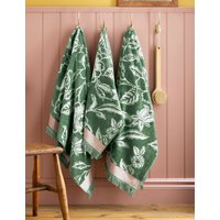 Joules Pure Cotton Juliette Floral Fringed Towel - BATH - Green, Green