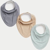 MS Collection Kids 3pk Adaptive Pure Cotton Oversized Striped Bibs  Green Mix Green Mix | Bed Sava