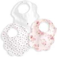 Mamas  Papas Girls 3pk Pure Cotton Floral Scallop Dribble Bibs  Pink Mix Pink Mix | Bed Sava
