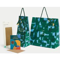 M&S Men's Abstract Circles Gift Wrap Set With Birthday Card, Gift Bags & Tissue