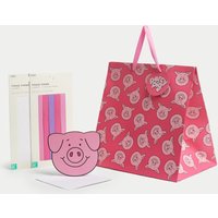 MS Percy Pig™ Gift Wrap Set With Blank Greetings Card Gift Bag  Tissue | Bed Sava