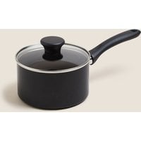 MS Collection Black Aluminium 16cm Non Stick Saucepan Black | Bed Sava