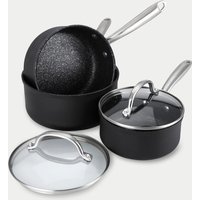 Prestige Scratch Guard Non Stick Saucepan Set of 3 - Grey Marl, Grey Marl
