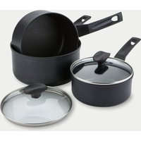 Prestige 9 x Tougher Non Stick Saucepan Set of 3 - Black, Black