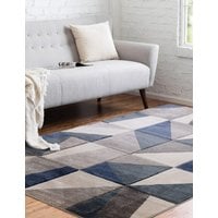 Asiatic Large Carved Triangles Rug - Denim Mix, Denim Mix