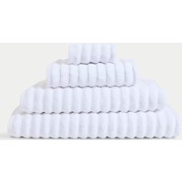 M&S Collection Pure Cotton Super Plush Ribbed Bath Towel - EXL - White, White
