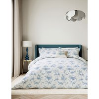 V&A Pure Cotton Garden of Love Bedding Set - 5FT - Blue, Blue