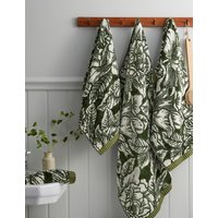 Burleigh X Bedeck Of Belfast Pure Cotton Hibiscus Floral Towel - BTHSH - Green, Green